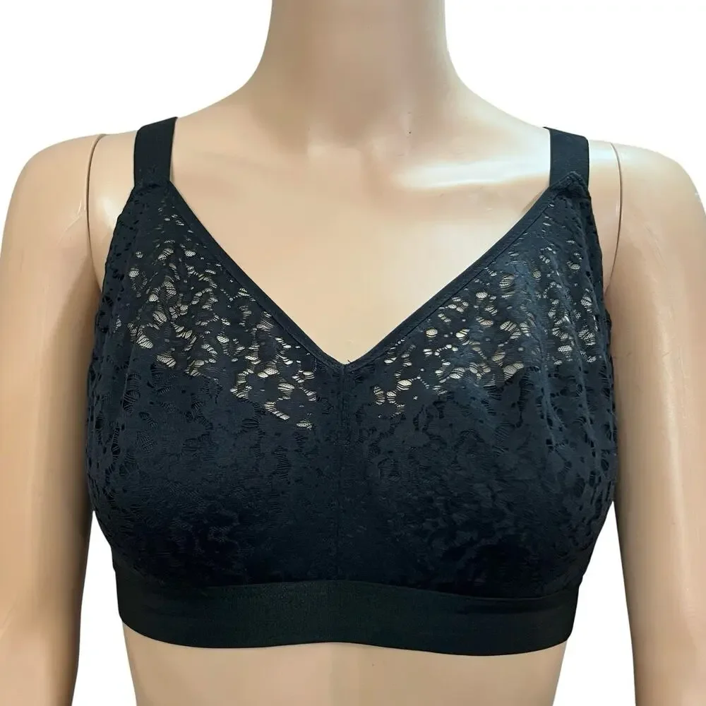 Chantelle Norah Supportive Wireless Bra 36DD Black Lace Comfort Back Close